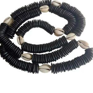 African Cowrie Shell Necklace with Coconut Beads